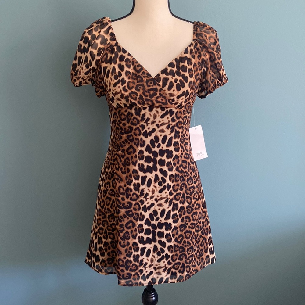 Tobi Leopard Print Short Dress M